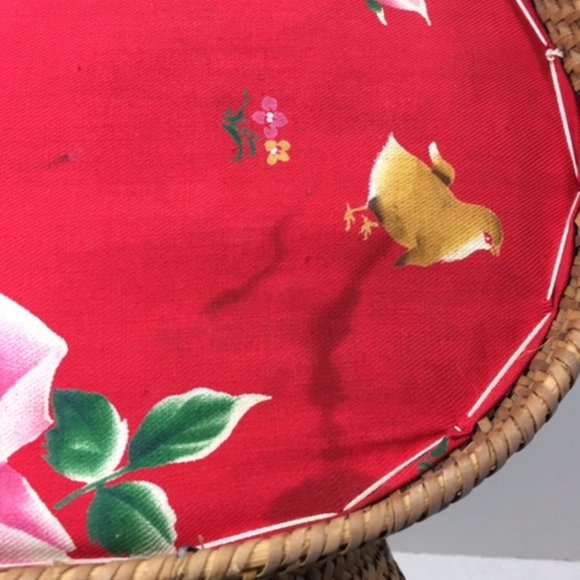 VTG Woven Wicker Tea Picnic Basket Hinged Padded Fish Clasp Double Handles - Picture 14 of 16